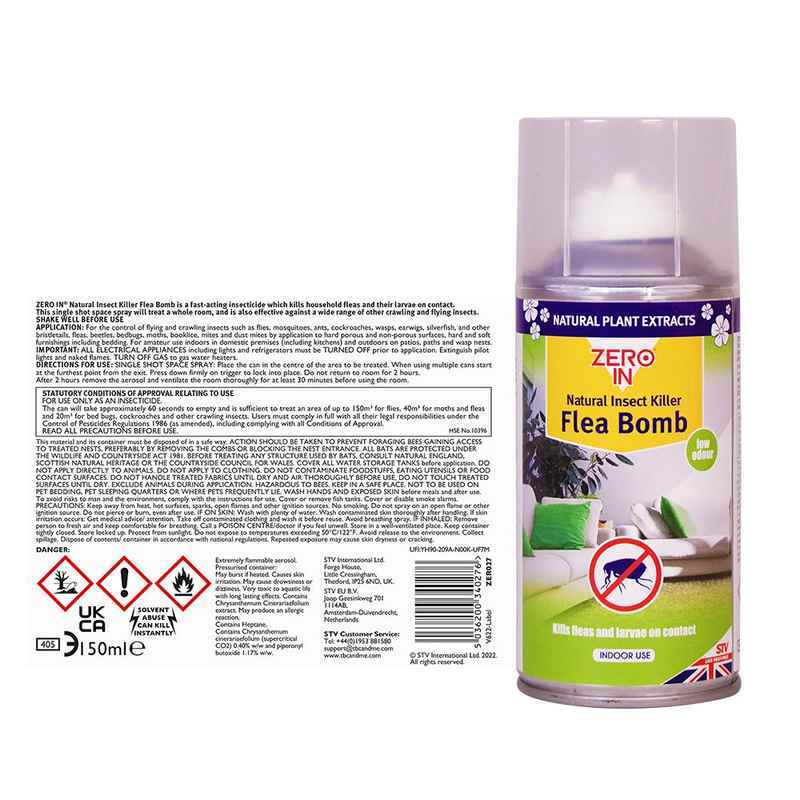 Zero In Natural Insect Killer Flea Aerosol Bomb 150ml