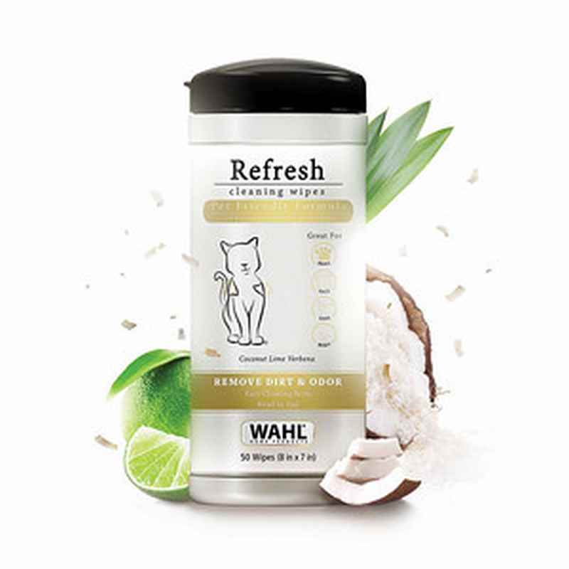 Wahl Cat Refresh Cleaning Wipes Coconut Lime Verbena x 50 Wipes