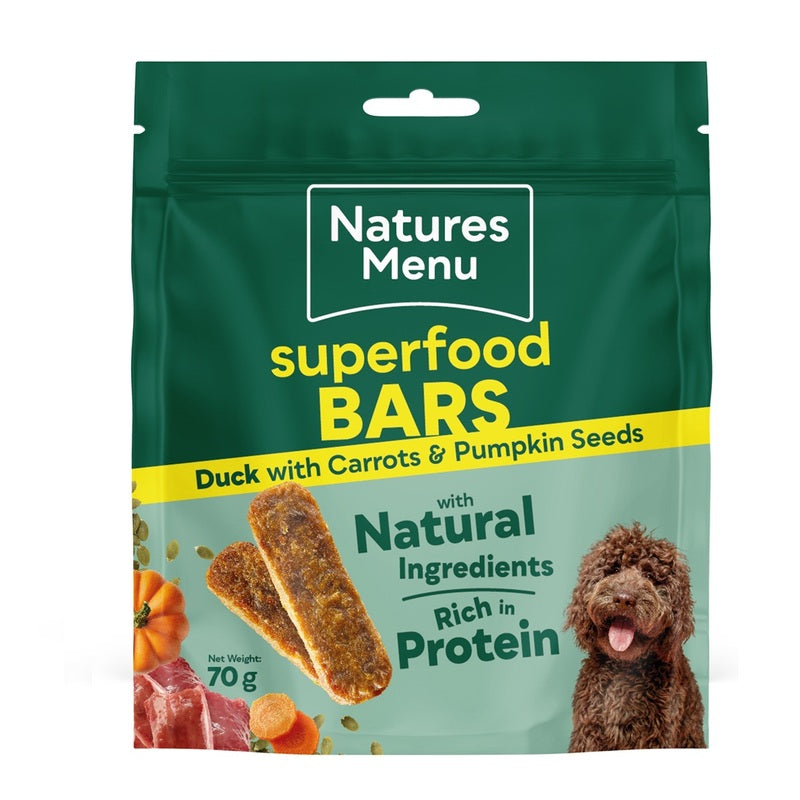 Natures Menu Superfood Bar Duck with Pumpkin & Carrot Dog Treat 70g x 9