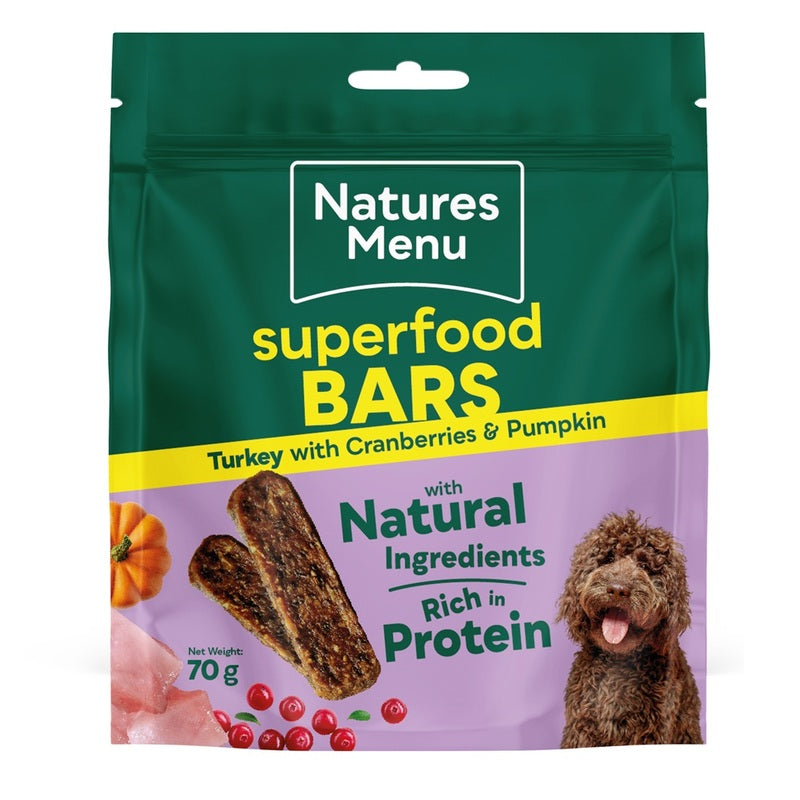 Natures Menu Superfood Bars Turkey Dog Treats 70g x 9