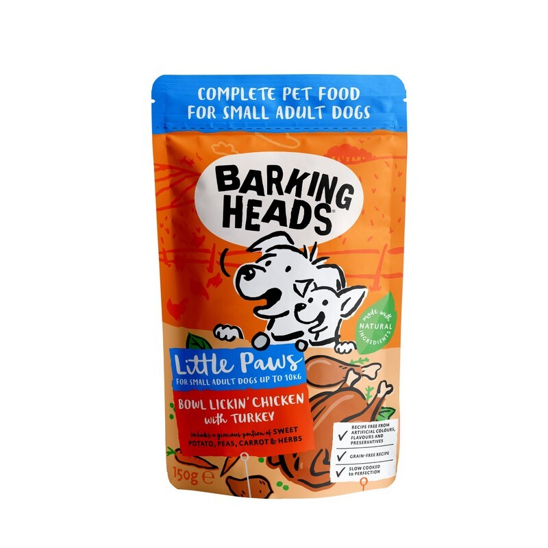 Barking Heads Little Paws Wet Bowl Lickin Chicken with Turkey 150g x 10