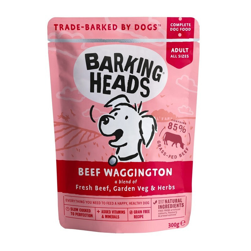 Barking Heads Wet Beef Waggington Grain Free Pouches 300g x 10