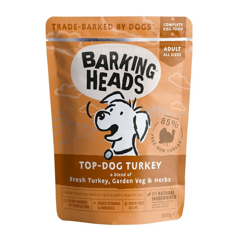 Barking Heads Wet Top Dog Grain Free Turkey Pouches 300g x 10