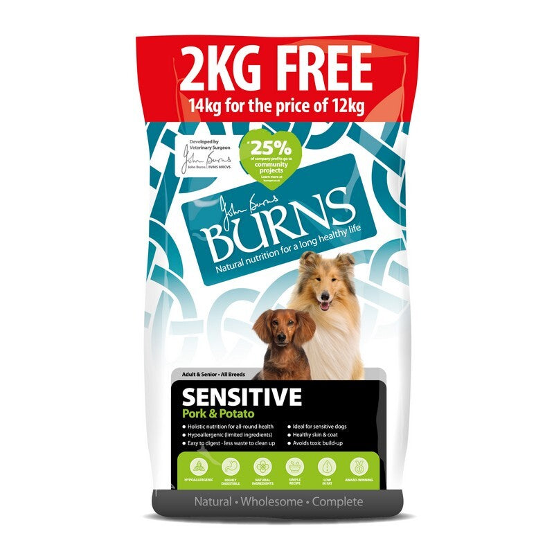 Burns Sensitive Pork & Potato 12kg + 2kg FOC