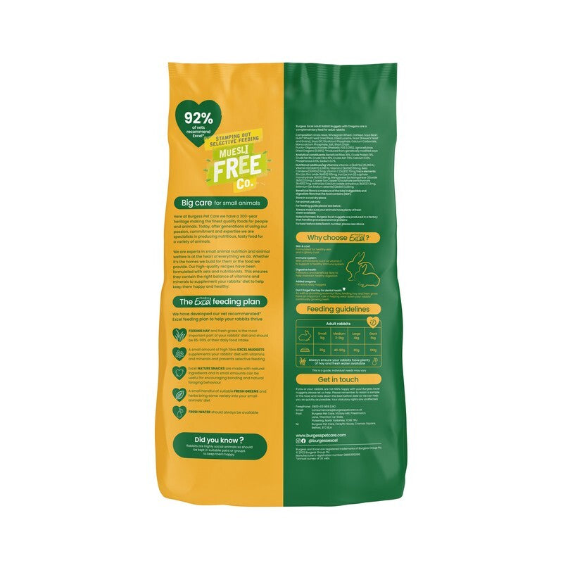 Burgess Excel Adult Rabbit Nuggets with Oregano 1.5kg x 4