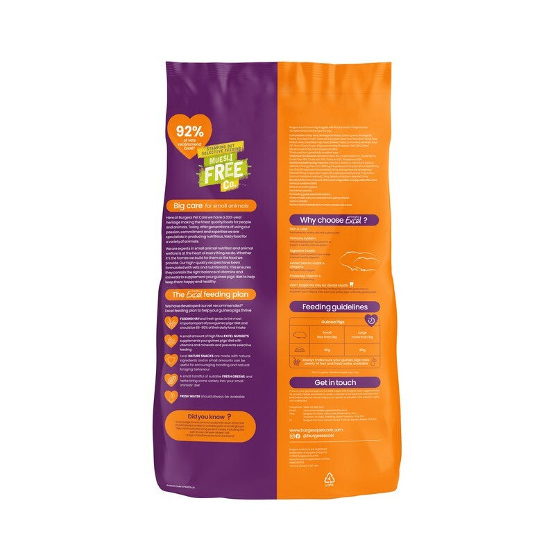 Burgess Excel Guinea Pig Nuggets Blackcurrent & Oregano 1.5kg x 4