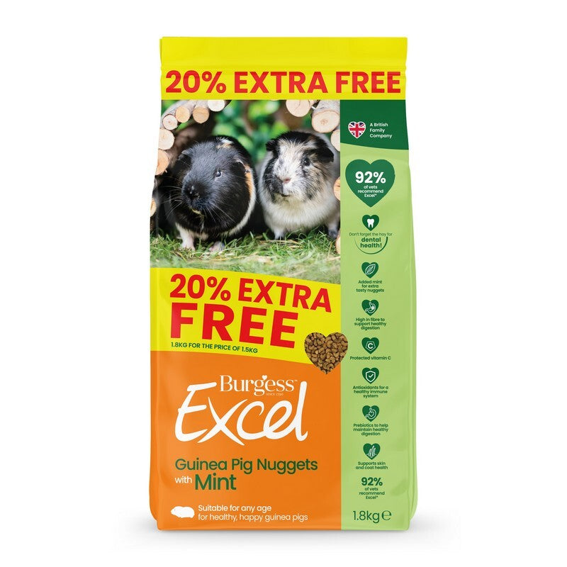 Burgess Excel Guinea Pig Nuggets with Mint +20% Extra 1.8kg x 4