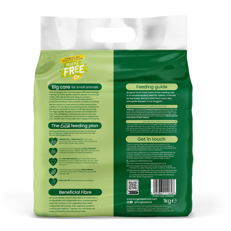 Burgess Excel Dried Fresh Grass Timothy Feeding Hay 1kg x 4