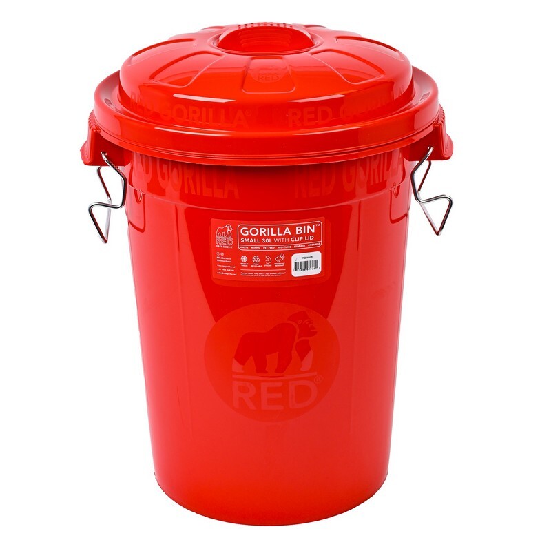 Red Gorilla Bin with Clip Lid Red 30 litre