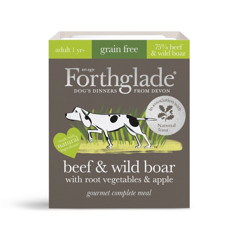 Forthglade Adult Gourmet Grain Free Beef & Wild Boar with Root Vegetables & Apple Trays 395g x 7