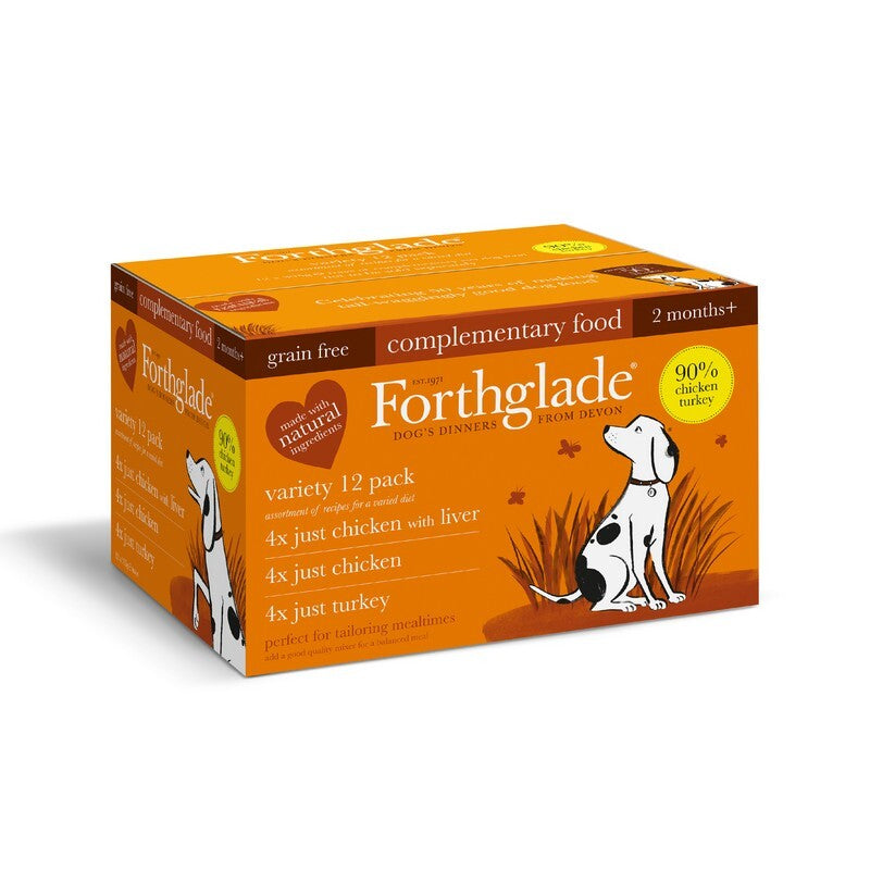 Forthglade Adult Just Grain Free Poultry Multicase Tray 395g x 12