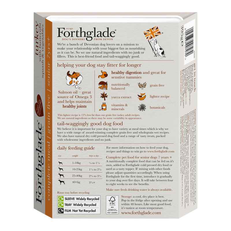 Forthglade Senior Complete Grain Free Turkey Butternut Squash & Veg Trays 395g x 18