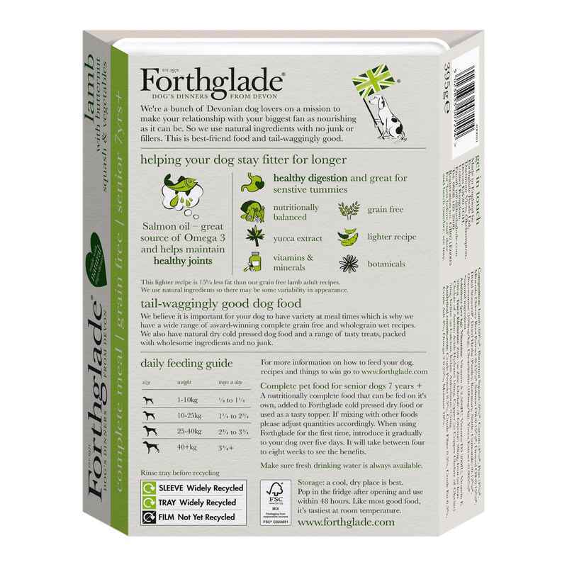 Forthglade Senior Complete Grain Free Lamb Butter Squash & Veg Trays 395g x 18