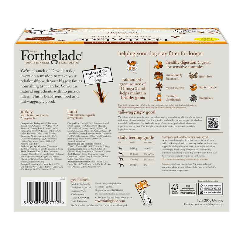 Forthglade Senior Complete Grain Free Variety Butter Squash & Veg Trays 395g x 12