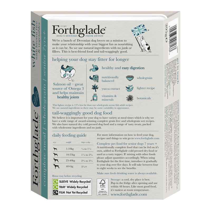 Forthglade Senior Complete Wholegrain White Fish Brown Rice & Veg Trays 395g x 18