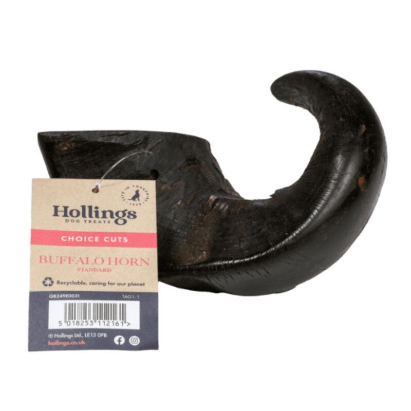 Hollings Buffalo Horn Standard Dog Chew x 12 Display Box