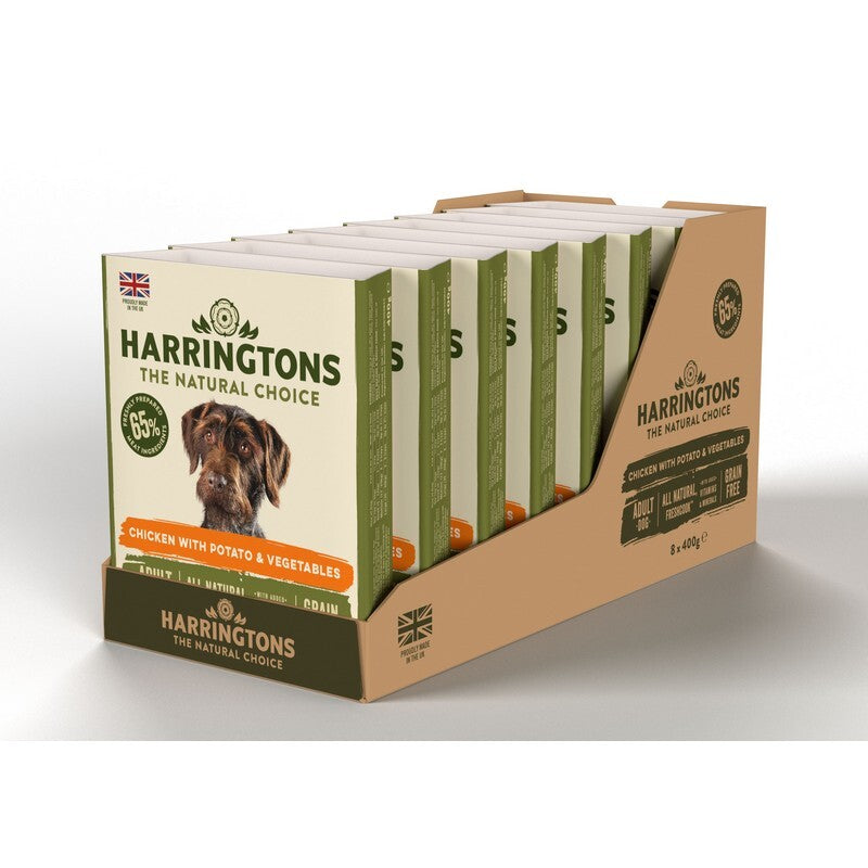Harringtons Wet Chicken & Potato Dog Food Trays 400g x 8
