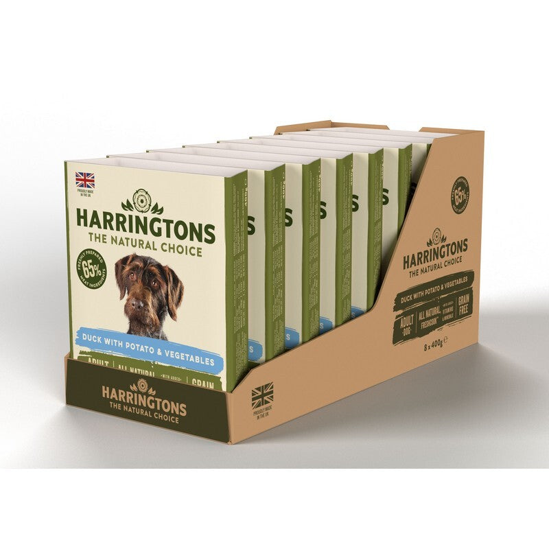Harringtons Wet Duck & Potato Dog Food Trays 400g x 8