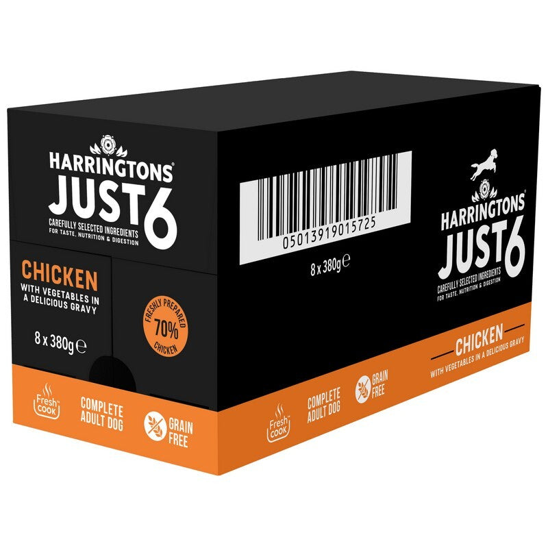Harringtons Just 6 Complete Adult Chicken Trays 380g x 8