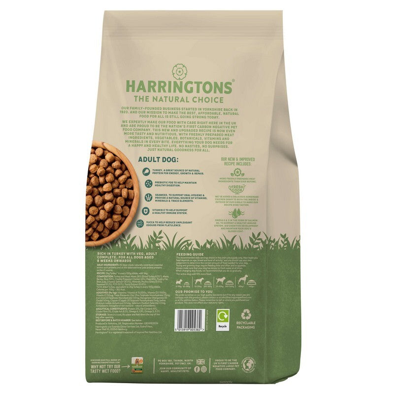 Harringtons Adult rich in Turkey & Veg 4kg x 3