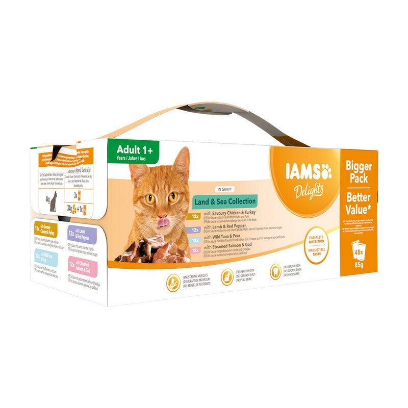 Iams Delights Cat Adult Land & Sea Collection in Gravy 85g x 48