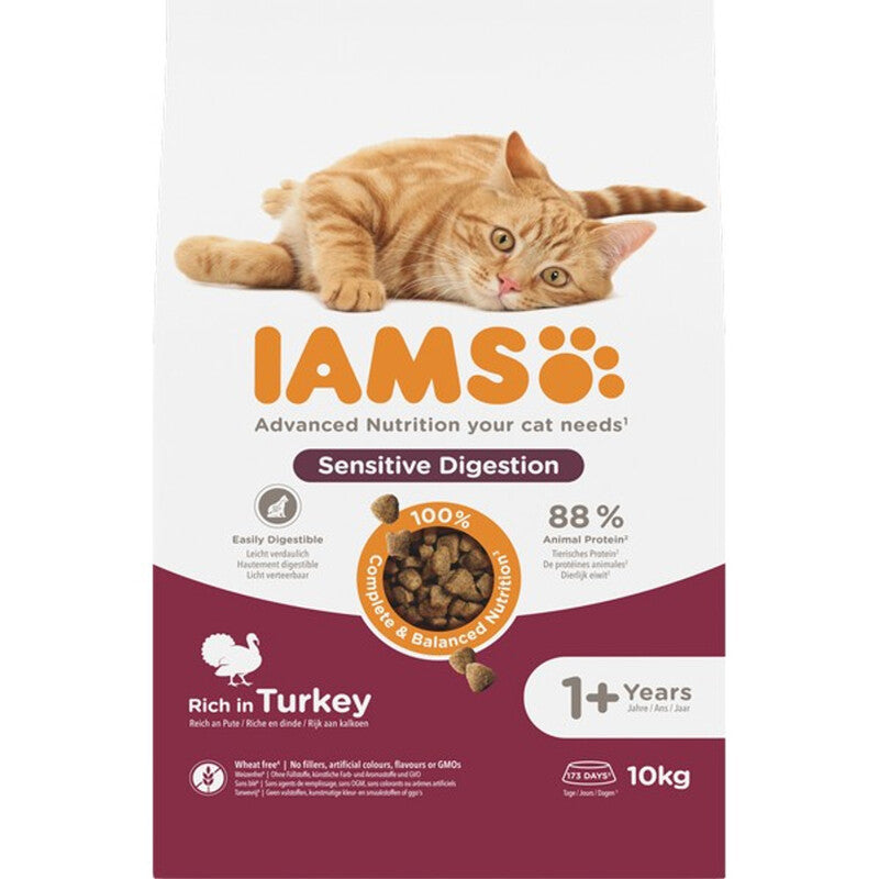 Iams Cat Adult Sensitive Digestion with Turkey 10kg