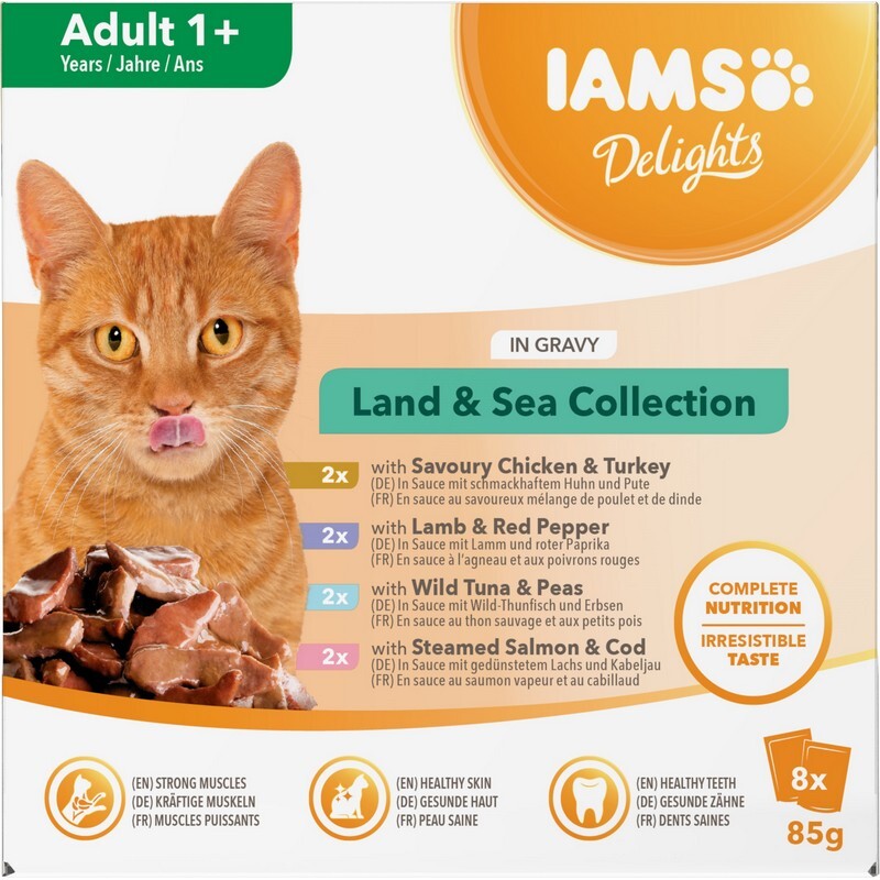 Iams Delights Adult Land & Sea Collection in Gravy 85g x 8