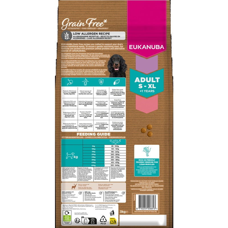 Eukanuba Adult Grain Free All Breeds Venison 3kg x 3