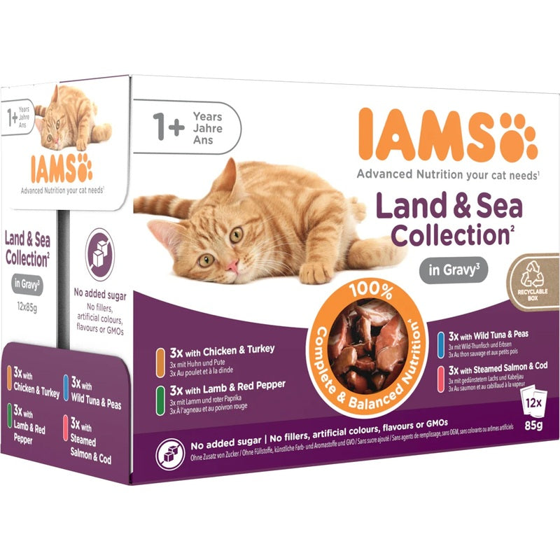 Iams Delight Adult Land & Sea Collection in Gravy 85g x 12