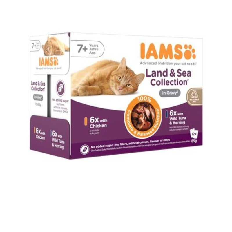 Iams Delight Senior Land & Sea Collection in Gravy 85g x 12