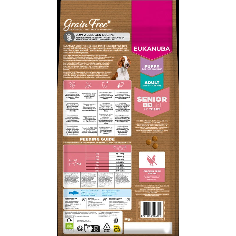 Eukanuba Senior Small/Medium Grain Free Ocean Fish 3kg x 3