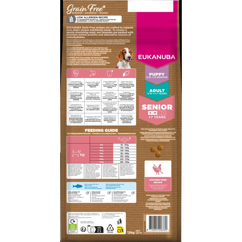 Eukanuba Senior Small/Medium Grain Free Ocean Fish 12 kg