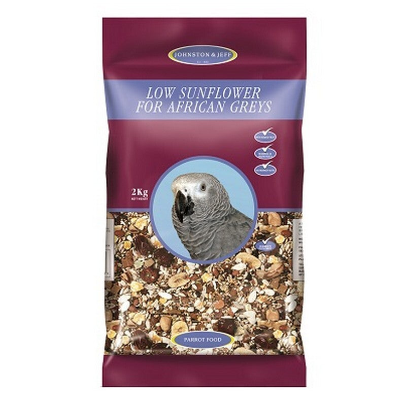 Johnston & Jeff Low Sunflower Diet African Grey Parrot 2kg x 6