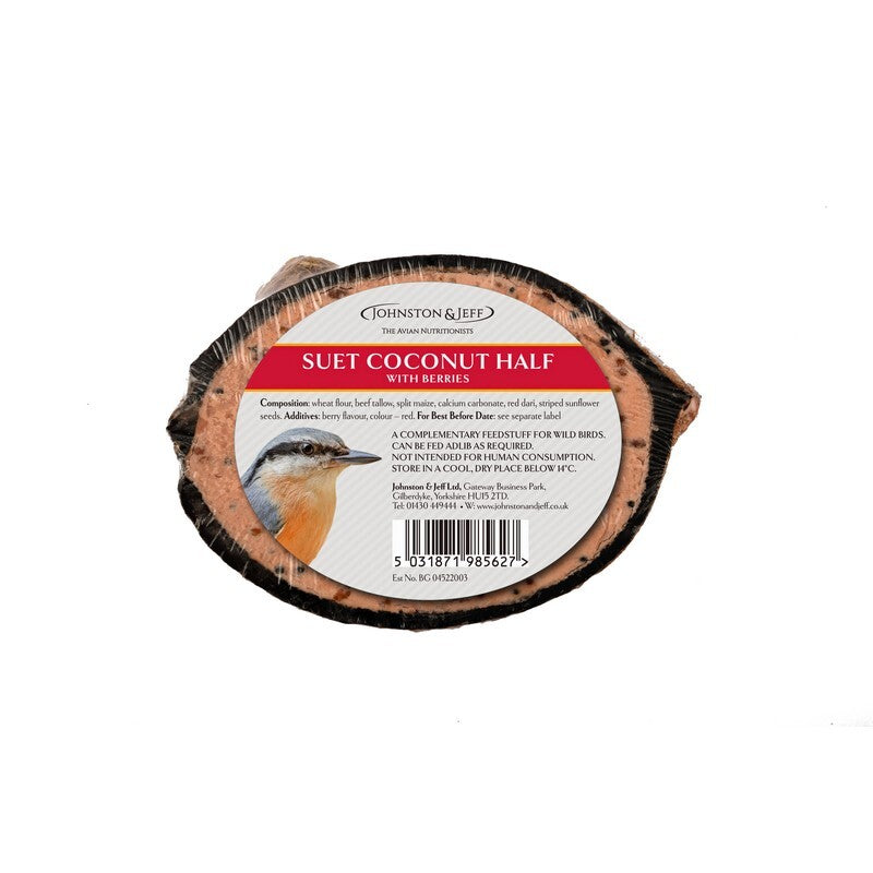 Johnston & Jeff Suet Coconut Halves with Berries x 30