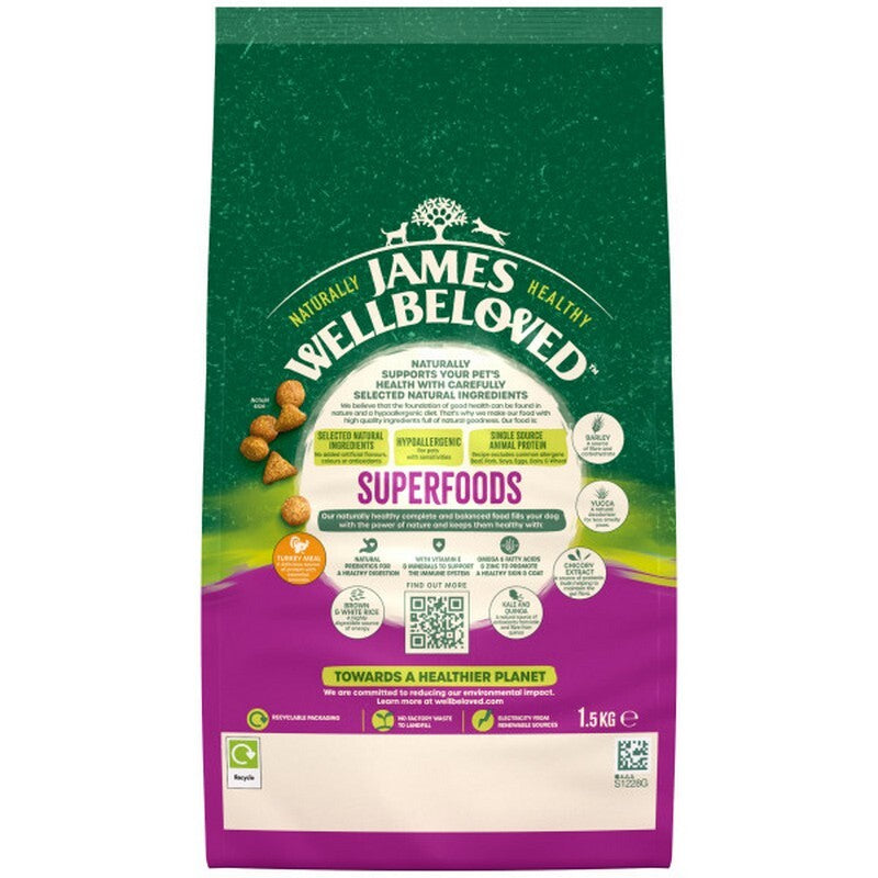 James Wellbeloved Superfoods Adult Turkey with Kale & Quinoa 1.5kg