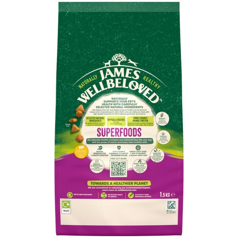 James Wellbeloved Superfoods Adult Lamb with Sweet Potato & Chia 1.5kg