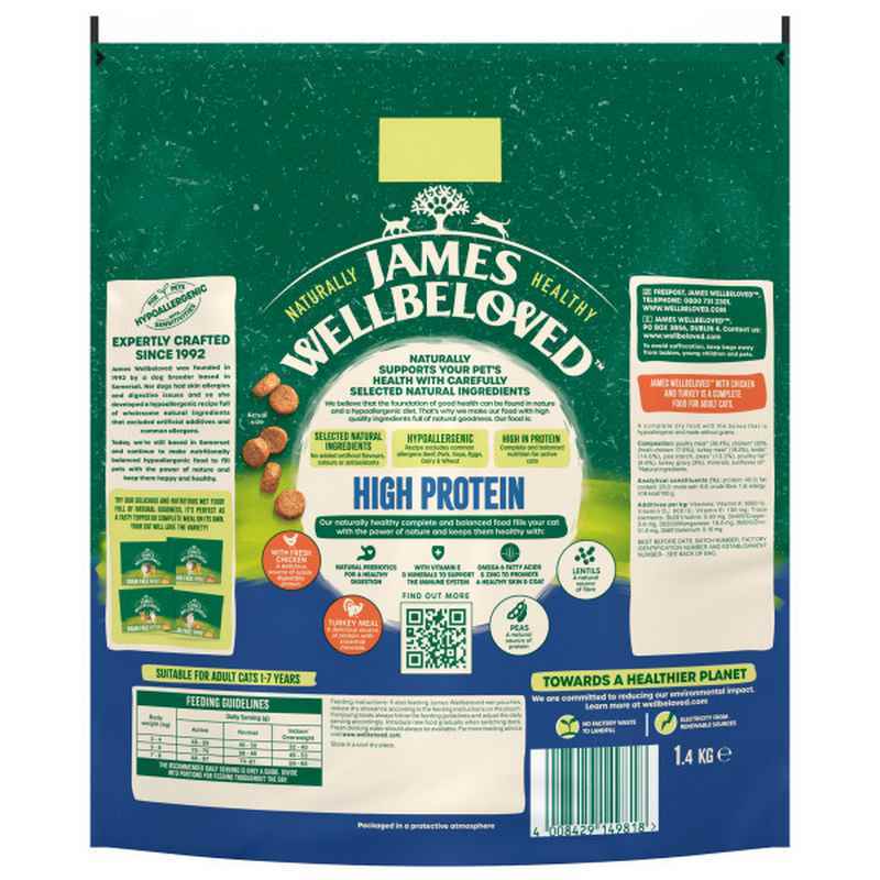 James Wellbeloved Adult Cat High Protein Chicken & Turkey 1.4kg
