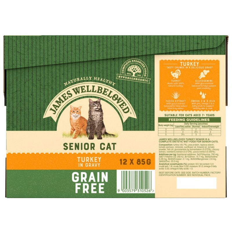 James Wellbeloved Senior Cat Turkey in Gravy Pouches 85g x 12 x 4