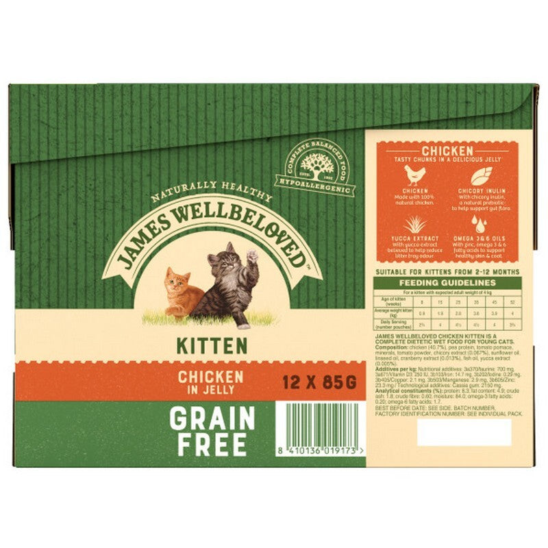 James Wellbeloved Kitten Grain Free Chicken in Jelly Pouches 85g x 12 x 4