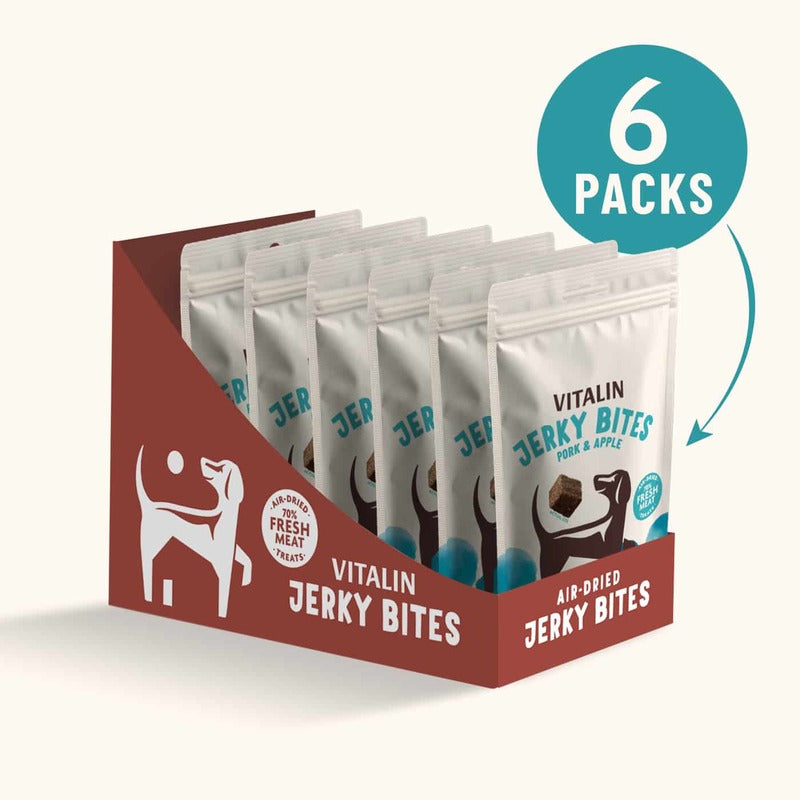 Vitalin Jerky Bites Pork & Apple Treats 70g x 6