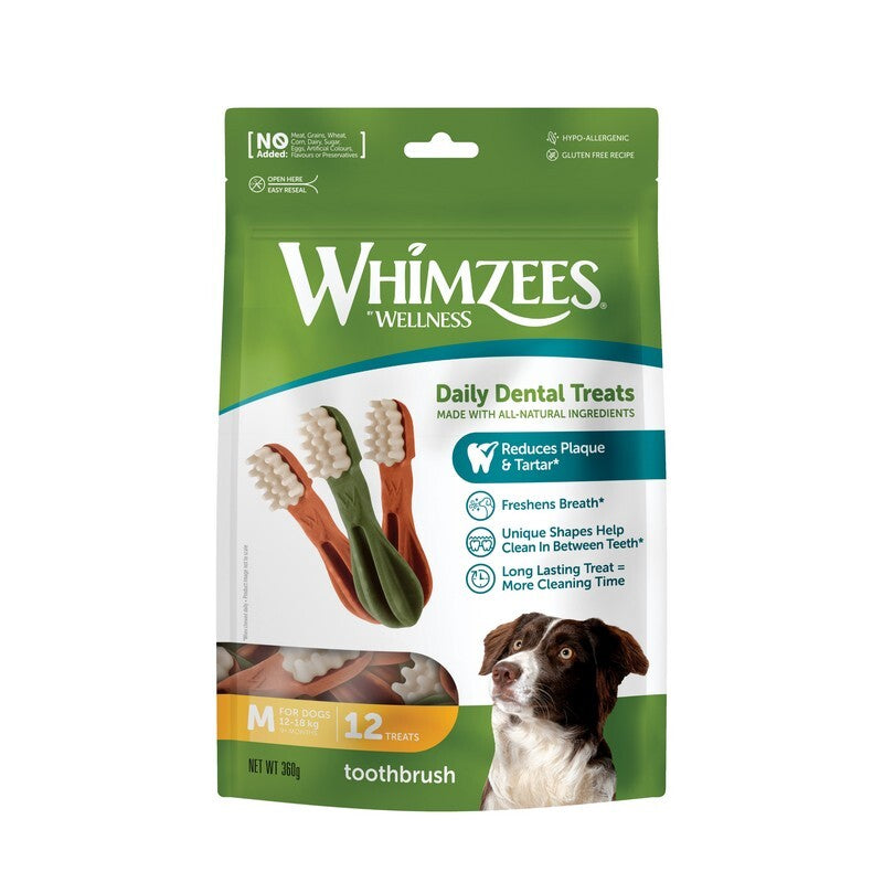 Whimzees Toothbrush Medium 12/bag x 6