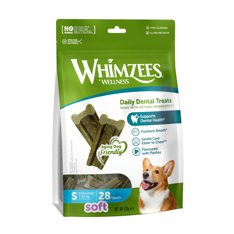Whimzees Soft Daily Dental Small 28 Bag x 6