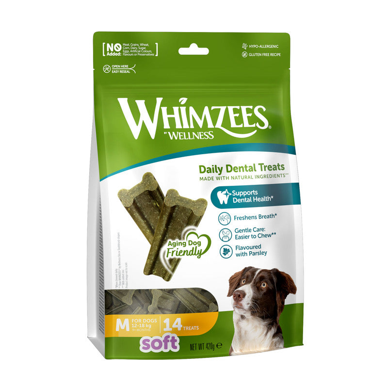 Whimzees Soft Daily Dental Medium 14 Bag x 6