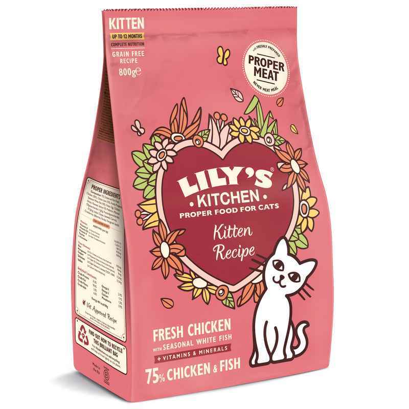 Lilys Kitchen Kitten Chicken & White Fish Dry Food 800g x 4