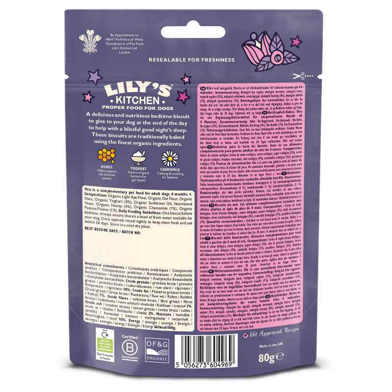 Lilys Kitchen Bedtime Biscuits Dog Treats 80g x 8