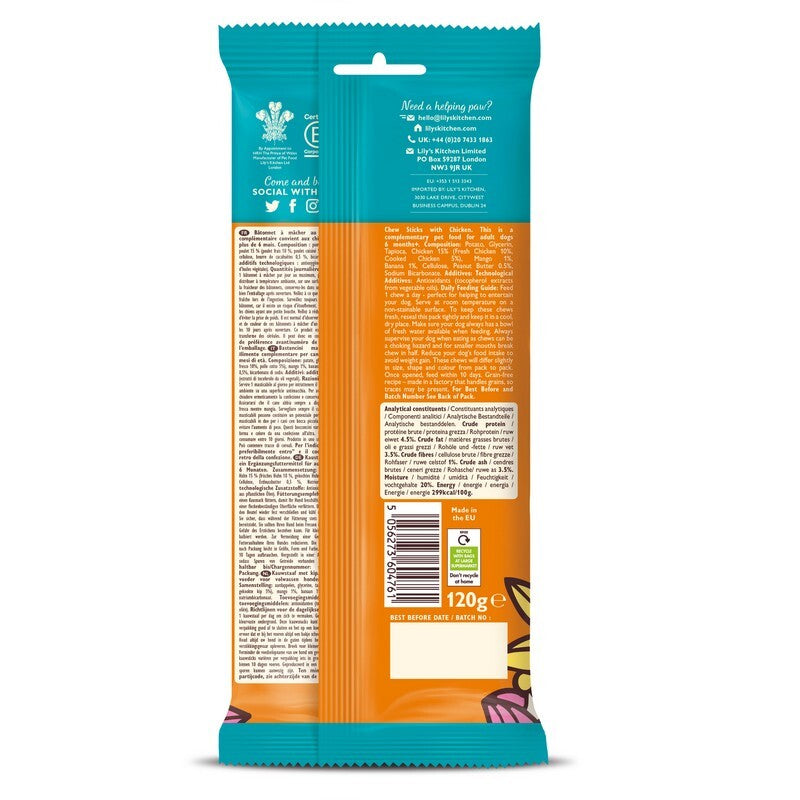 Lilys Kitchen Chew Sticks with Chicken 3 Sticks 120g x 10