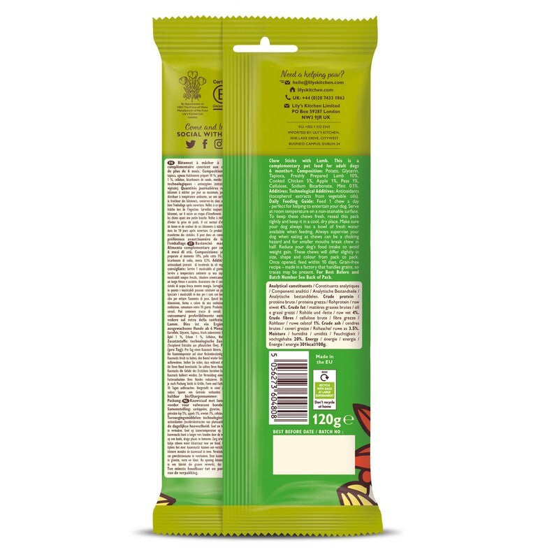 Lilys Kitchen Chew Sticks with Lamb 3 Sticks 120g x 10
