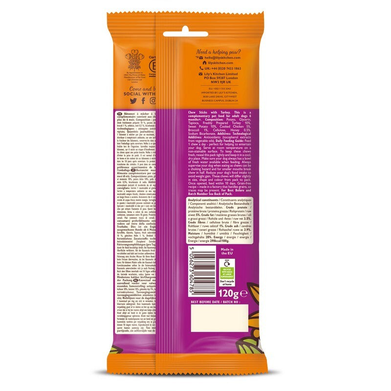 Lilys Kitchen Chew Sticks with Turkey 3 Sticks 120g x 10