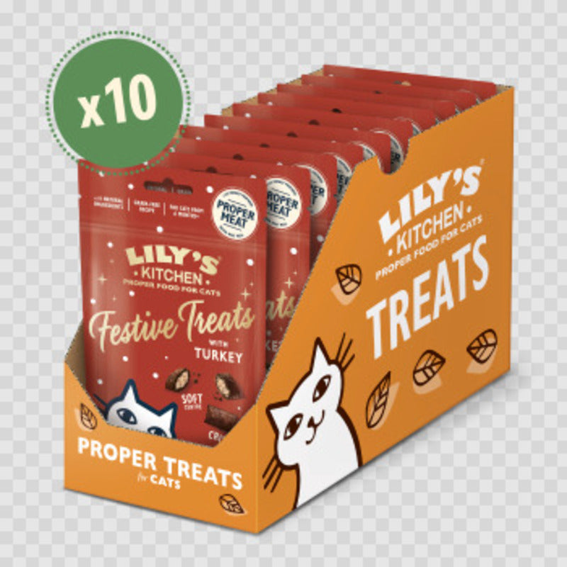 Lilys Kitchen Xmas Cat Festive Treats with Turkey 60g x 10