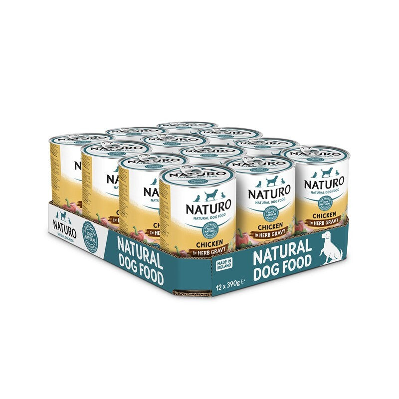 Naturo Adult Grain & Gluten Free Chicken in Herb Gravy Tins 390g x 12